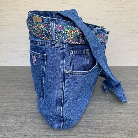 Guess Jeans George Marciano 1980's Custom Made Denim Fashion Shoulder Bag Purse - Picture 11 of 16